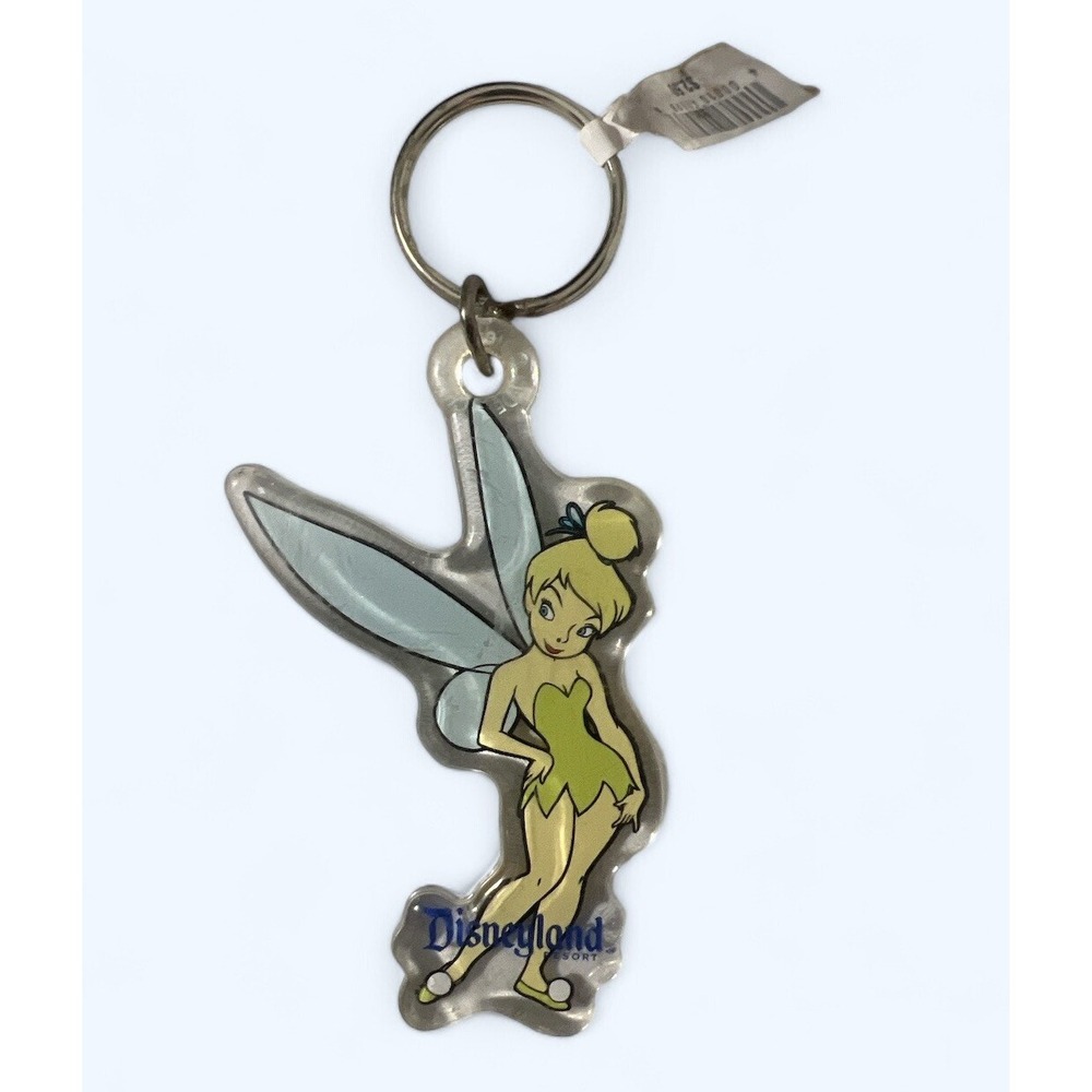 Vintage‎ TINKER BELL Large Plastic Keychain Disneyland Resort Rare Minty